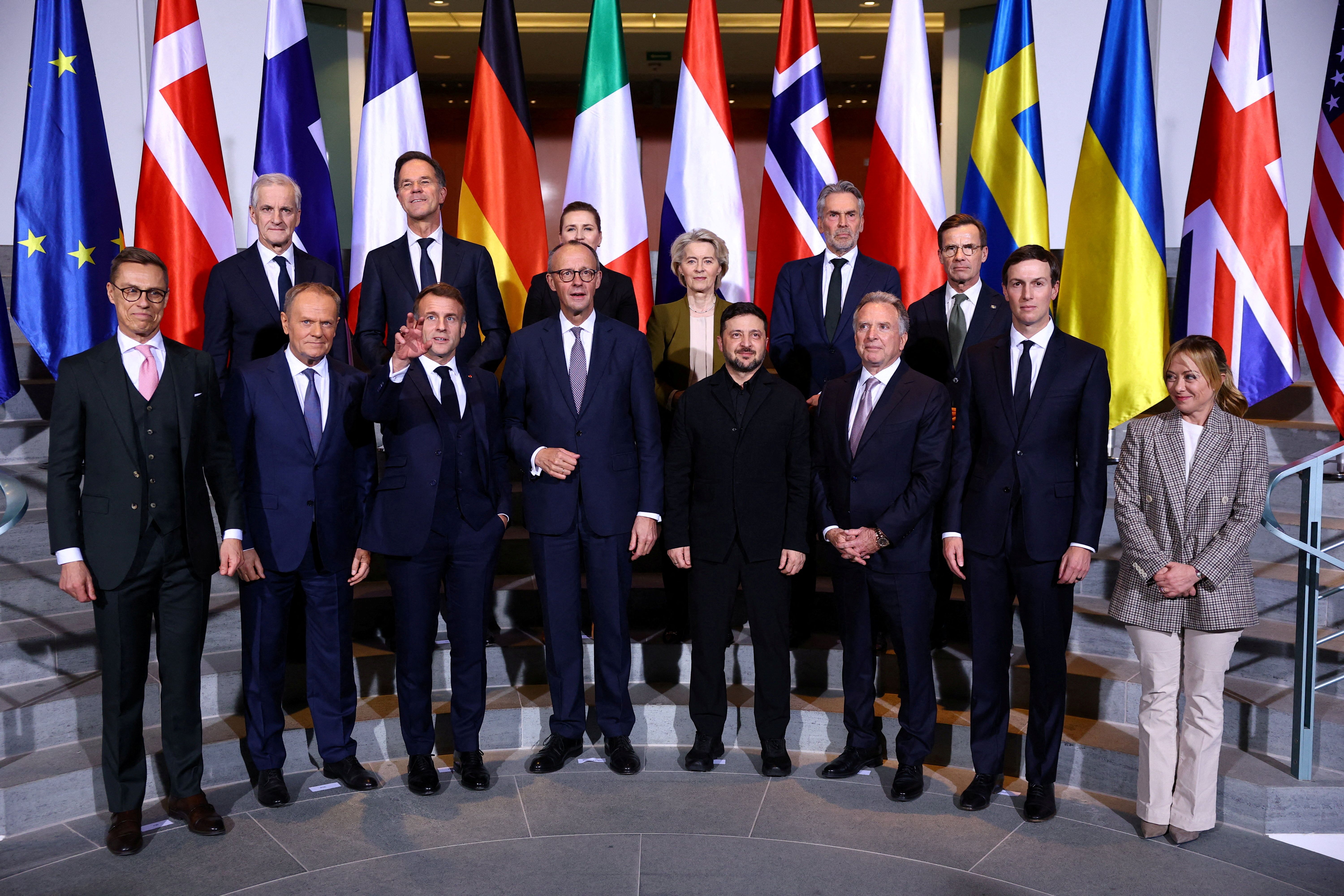 Meeting with European heads of state and government, together with representatives of the EU and NATO, at the Chancellery in Berlin.