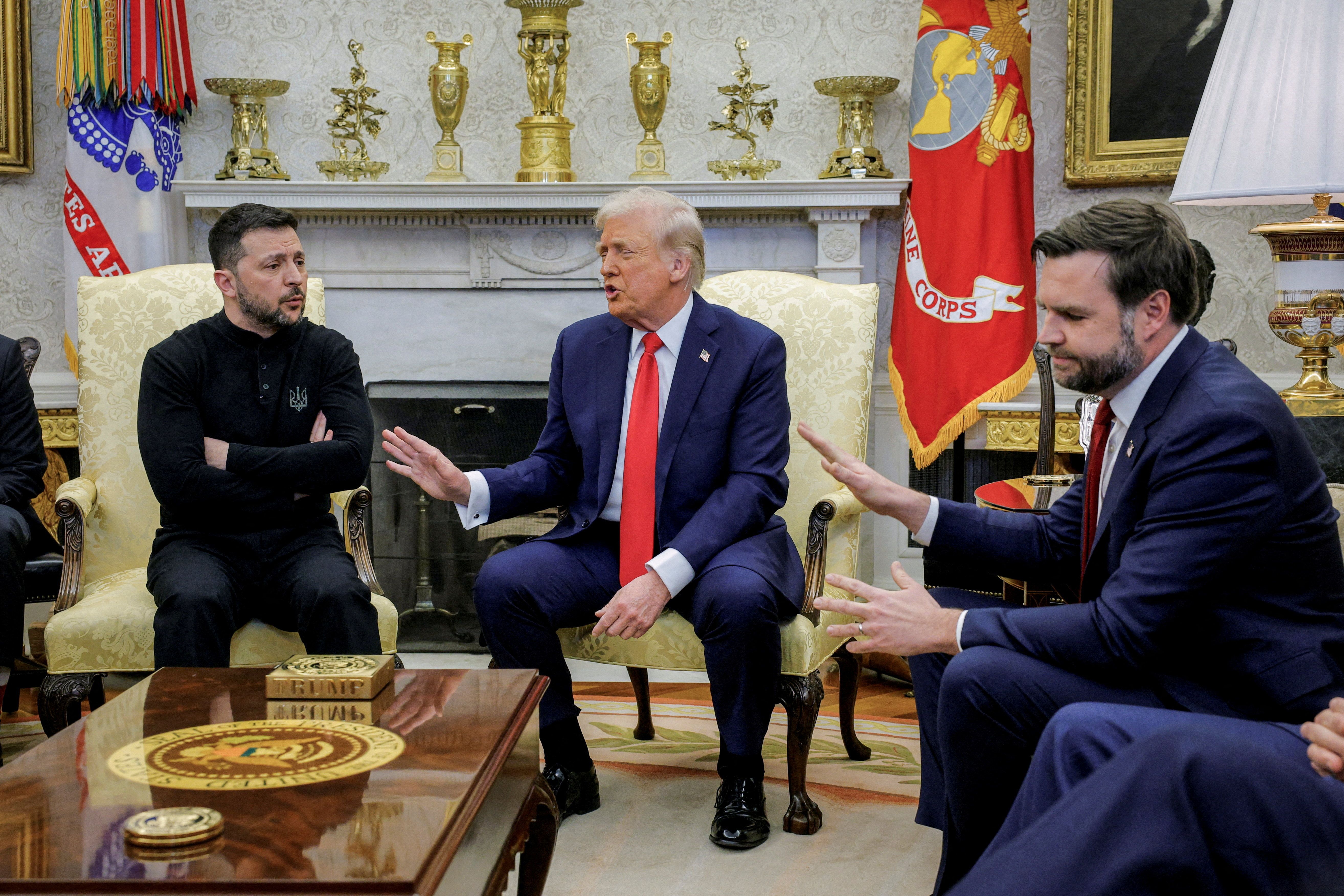 El presidente ucraniano, Volodymyr Zelenskyy, se reúne con el presidente Trump y el vicepresidente JD Vance.