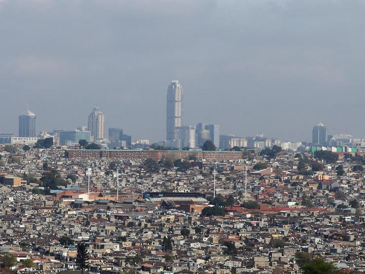 A general view of densely packed residential housing in Alexandra township.