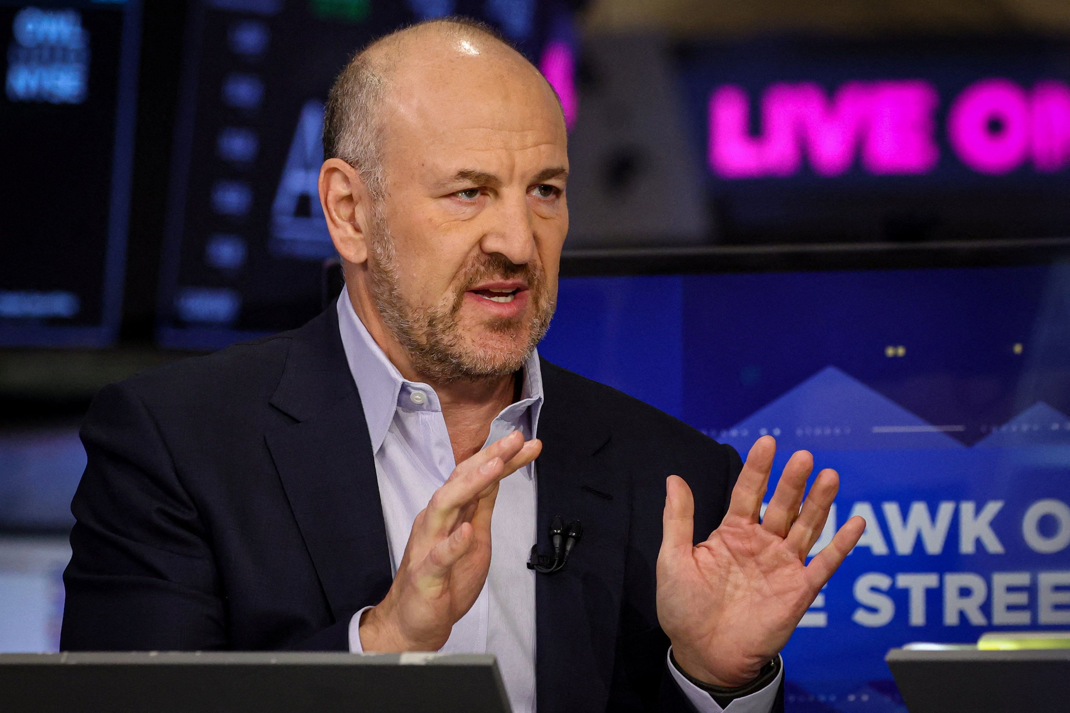 Blue Owl BDC’s CEO Craig Packer speaks during an interview at the NYSE in New York.