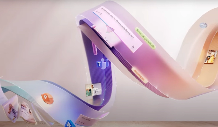 A graphic showing a spiral with logos of Microsoft products within it