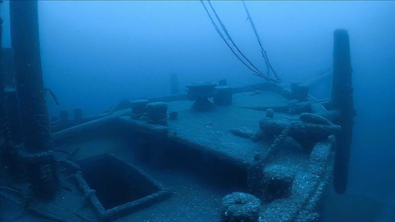An underwater image of the Ironton, located in 2019 in Lake Huron’s shipwreck alley.