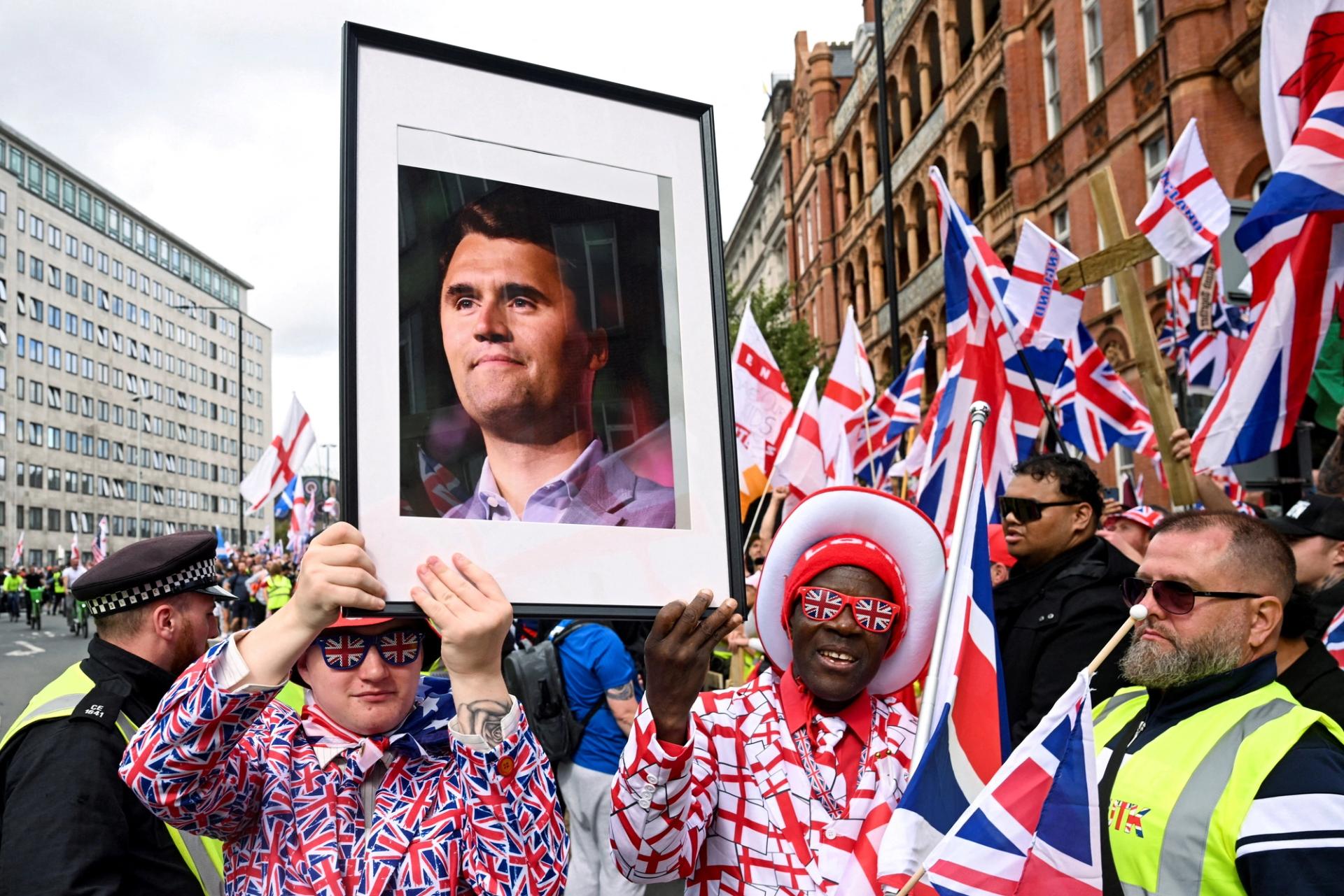 Protesters at an anti-immigration rally