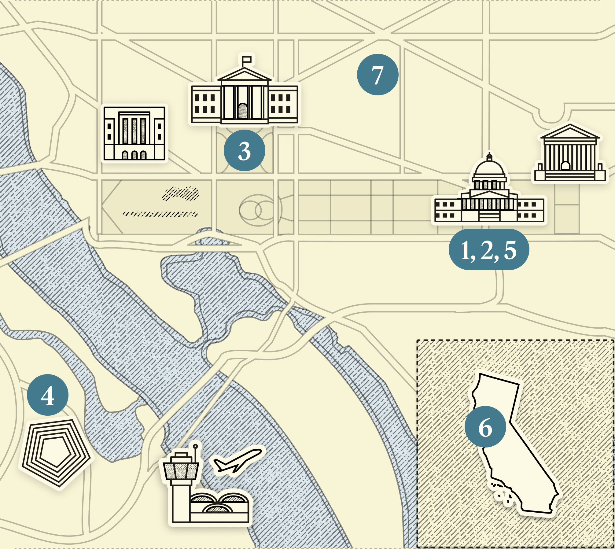 A numbered map of DC.