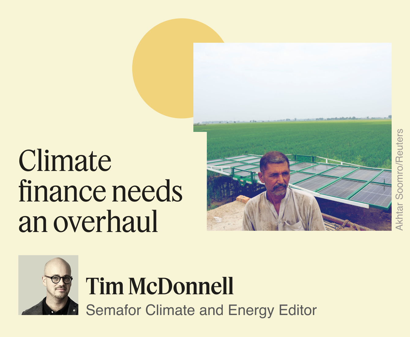 A graphic saying ‘Climate finance needs an overhaul.’