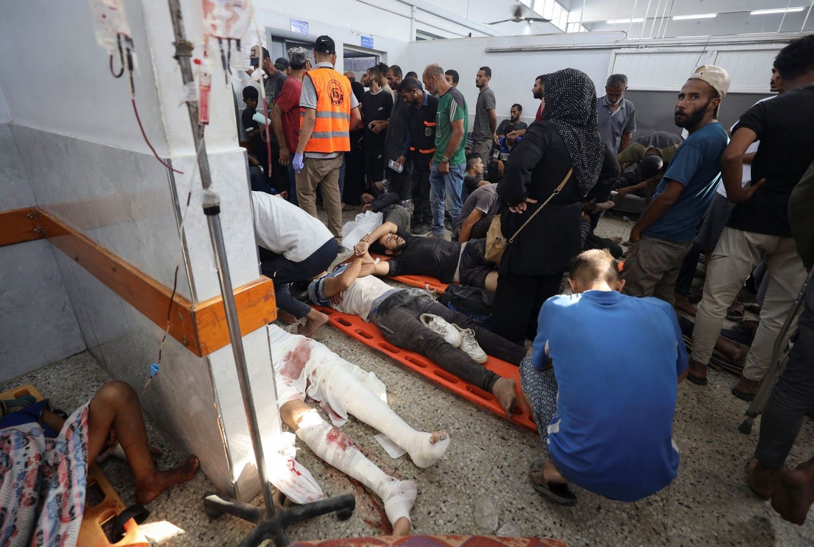 An overrun hospital in Gaza. 