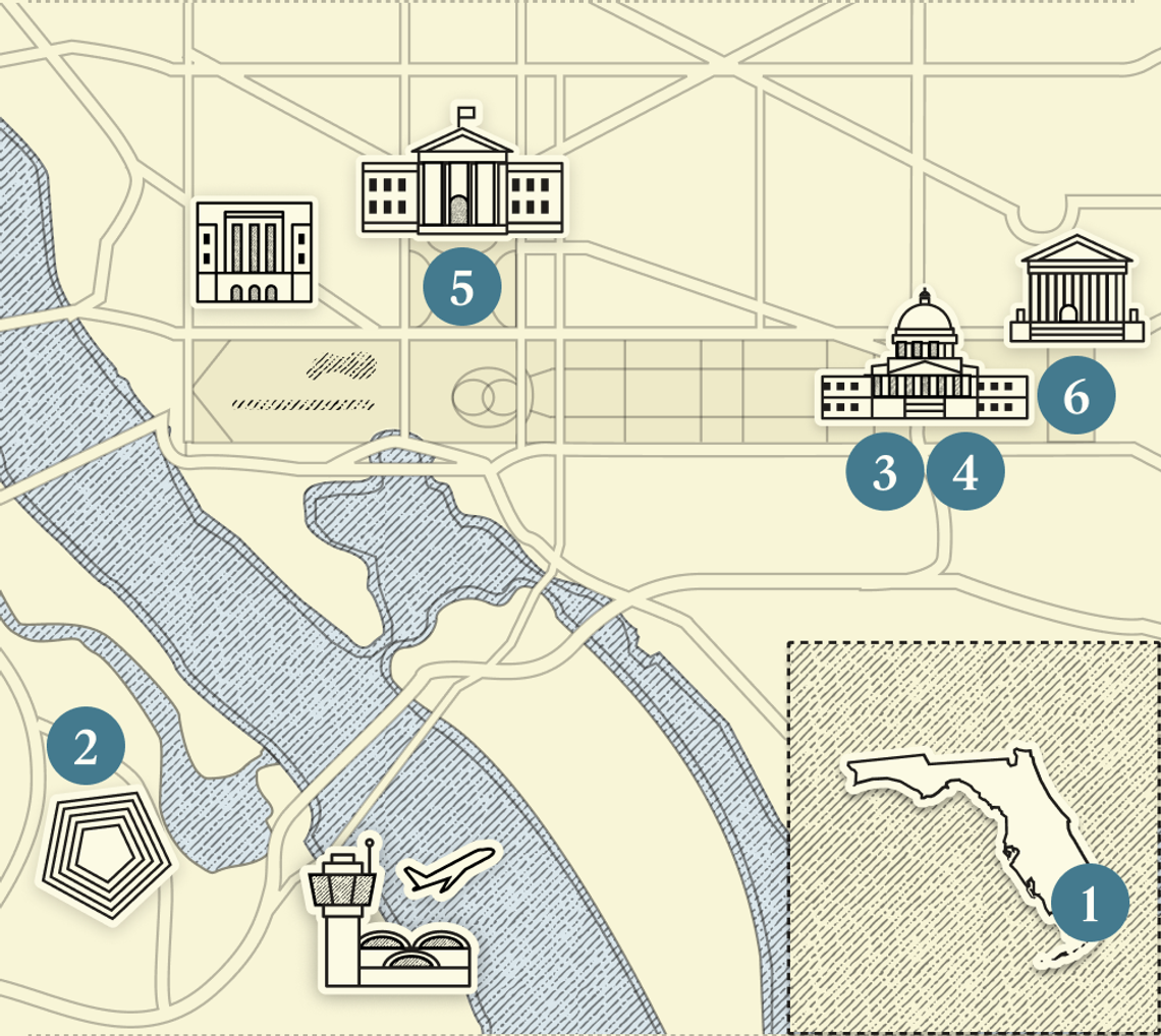 A numbered map of DC.
