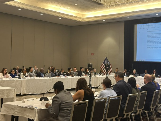 Scenes from the DNC meeting.