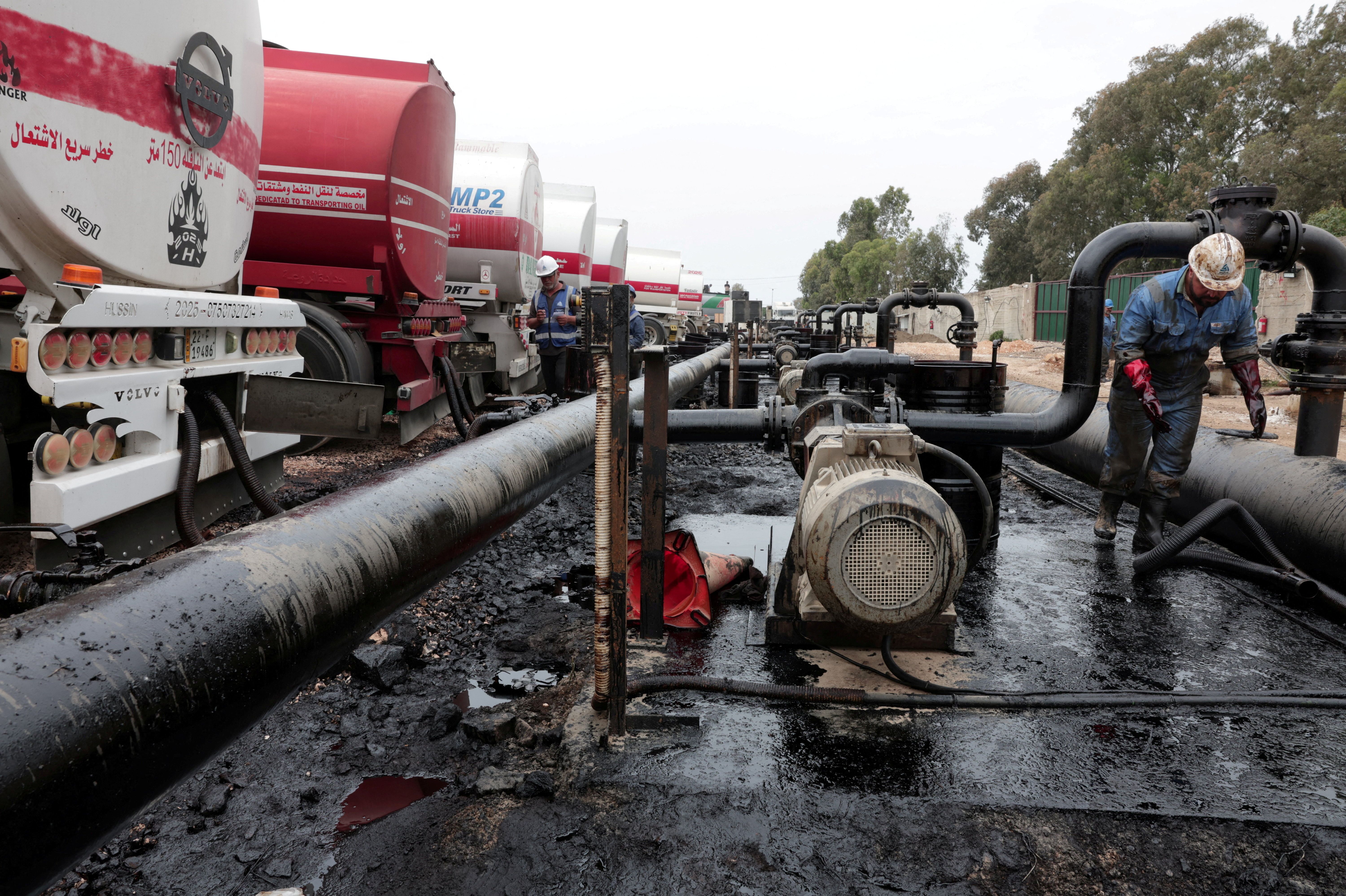 Oil trucks arriving from Iraq in Baniyas, Syria in May, 2026.