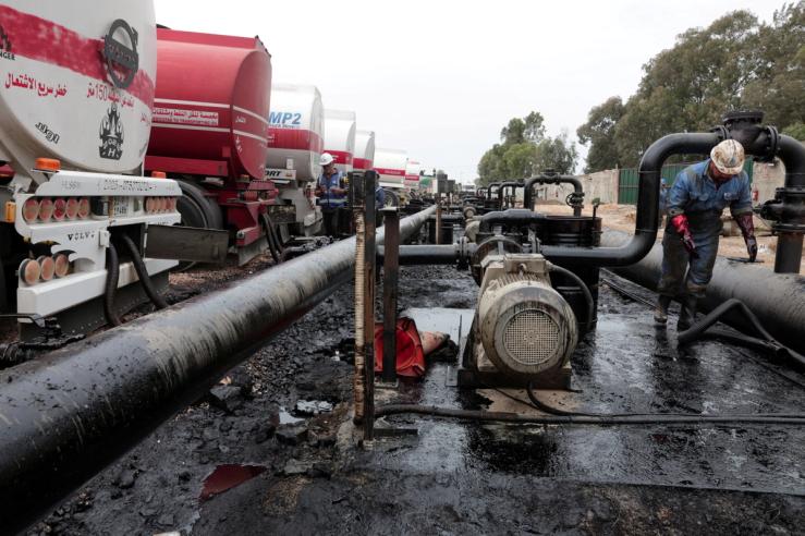 Oil trucks arriving from Iraq in Baniyas, Syria in May, 2026.