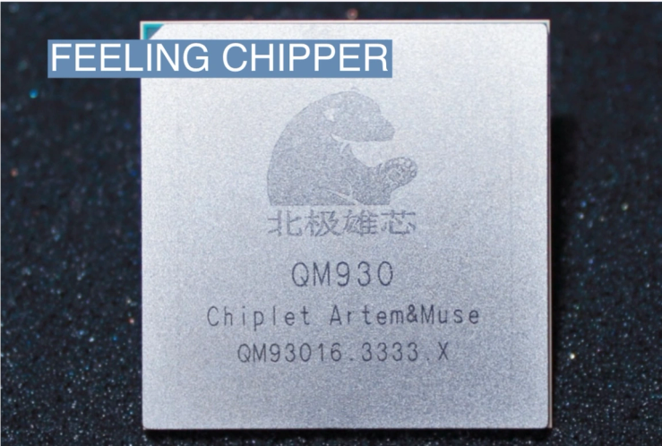 The Qiming 930 AI-based chiplet made by Chinese startup Polar Bear Tech, released in 2023. Polar Bear Tech/36kr