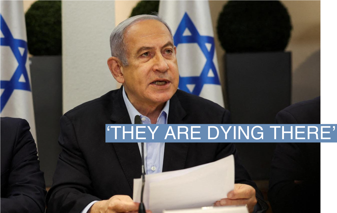 FILE PHOTO: Israeli Prime Minister Benjamin Netanyahu speaks during the weekly cabinet meeting at the Defence Ministry in Tel Aviv, Israel, January 7, 2024. REUTERS/Ronen Zvulun/Pool/File Photo