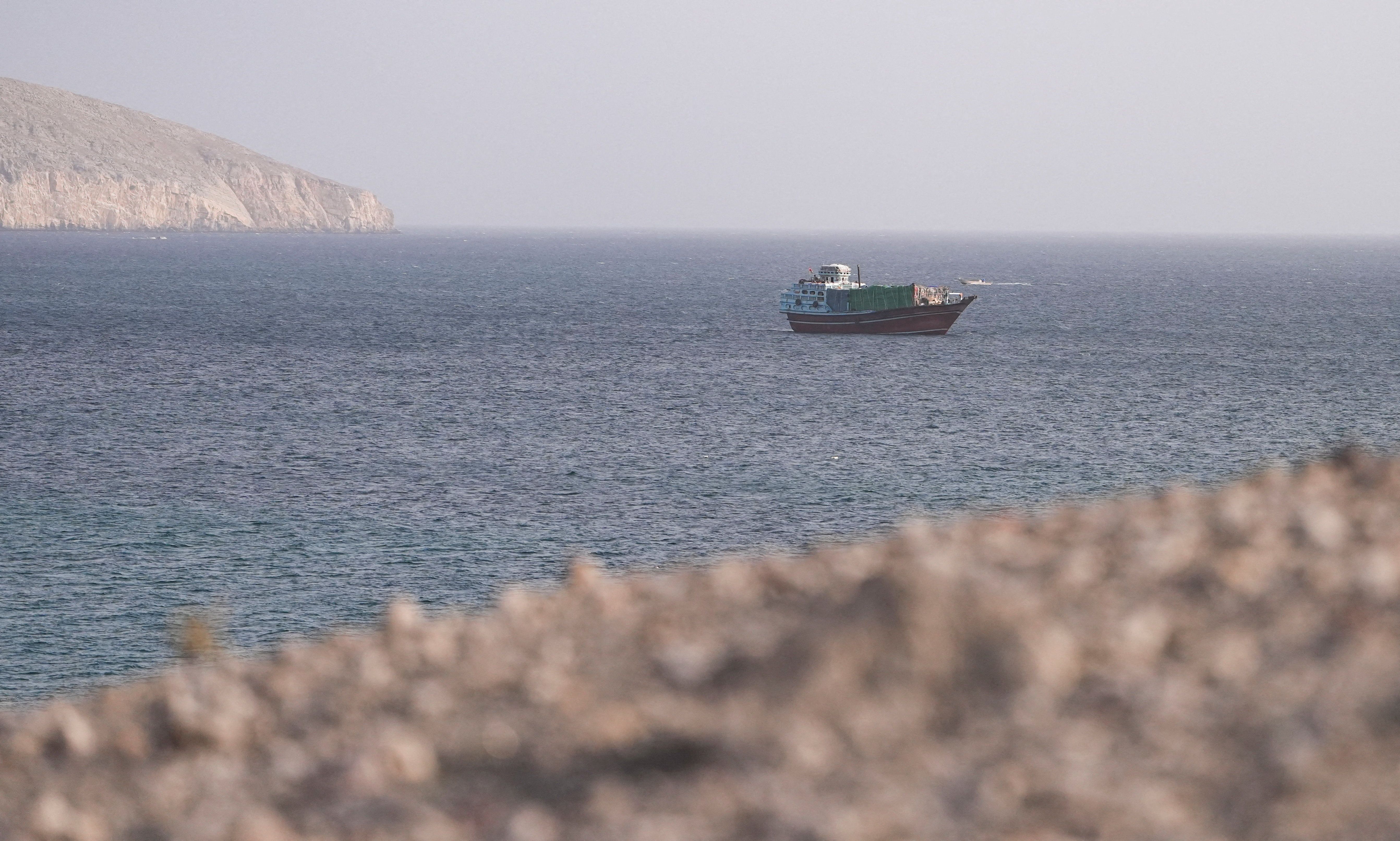 A vessel in the Strait of Hormuz, as seen from Musandam.
