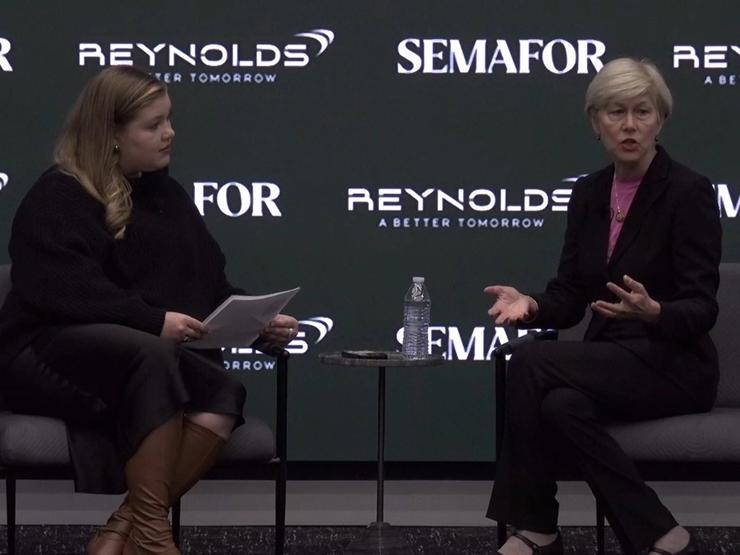 Eleanor Mueller and Rep. Deborah Ross.