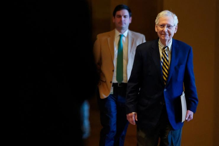 U.S. Senate Minority Leader Mitch McConnell (R-KY) walks to the Senate floor at the U.S. Capitol in Washington, U.S., February 5, 2024. U.S. Senate Minority Leader Mitch McConnell (R-KY) walks to the Senate floor at the U.S. Capitol in Washington, U.S., February 5, 2024. REUTERS/Elizabeth Frantz