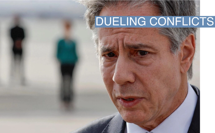 U.S. Secretary of State Antony Blinken speaks to the media about his meetings with Turkish counterparts, amid the ongoing conflict between Israel and the Palestinian Islamist group Hamas, before departing from Ankara Esenboga Airport in Ankara, Turkey November 6, 2023. REUTERS/Jonathan Ernst/Pool