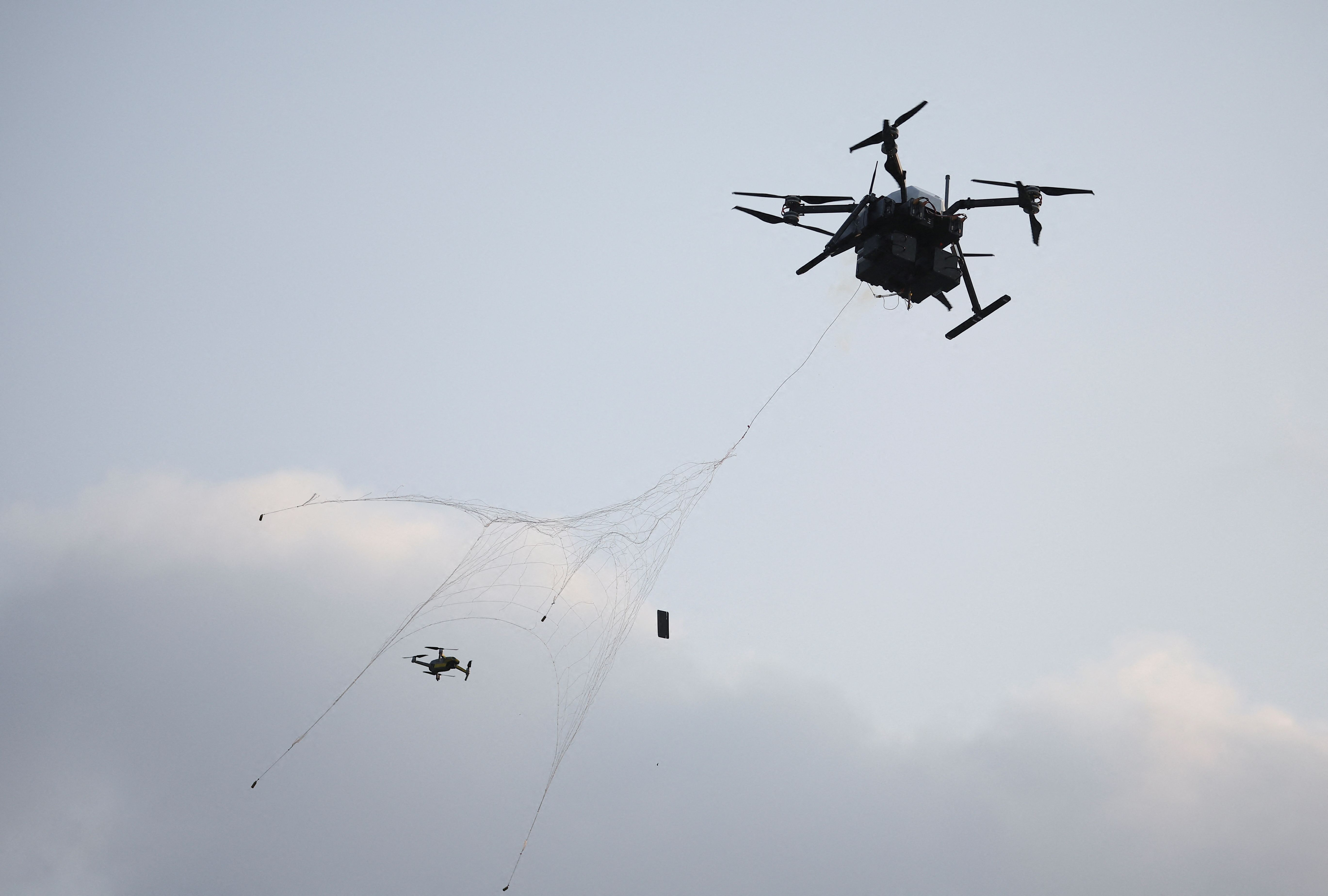 South Korea’s drones take part in an anti-terror drill to prepare against chemical and drone attacks, at Korea International Exhibition Center in Goyang, South Korea October 27, 2022.