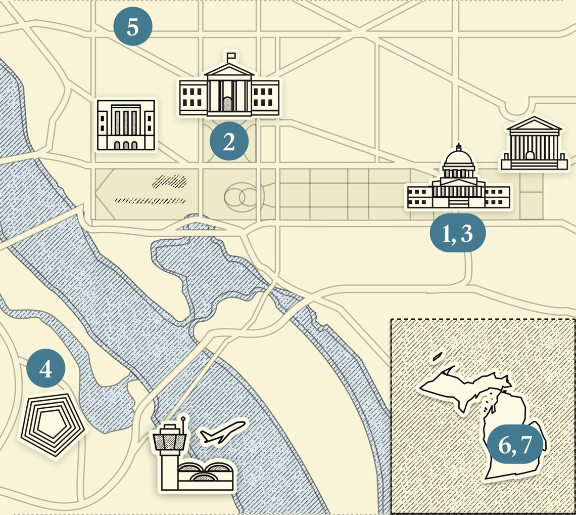 A numbered map of DC.