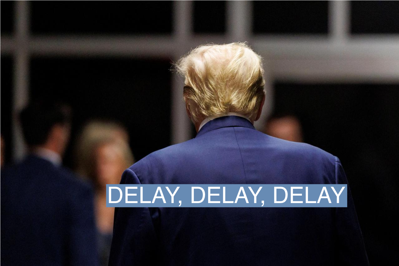 Donald Trump walks at Manhattan Criminal Court on May 7, 2024.