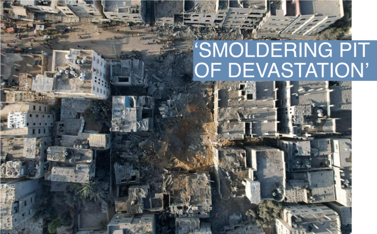 Palestinians gather at the site of Israeli strikes on houses in Maghazi, in the central Gaza Strip, November 3, 2023. REUTERS/Mohammed Fayq Abu Mostafa