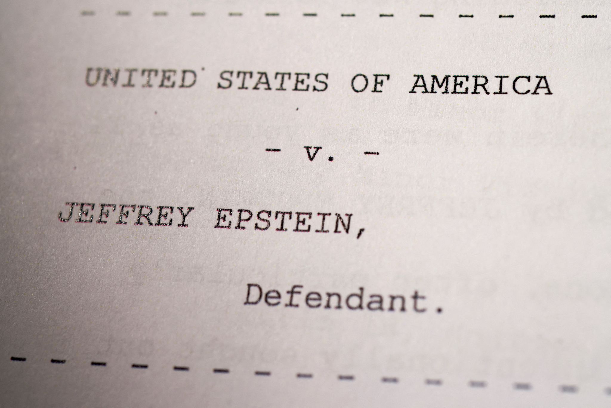 A picture of a court case against Jeffrey Epstein. 