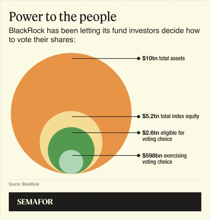 A chart showing how BlackRock investors vote their shares.