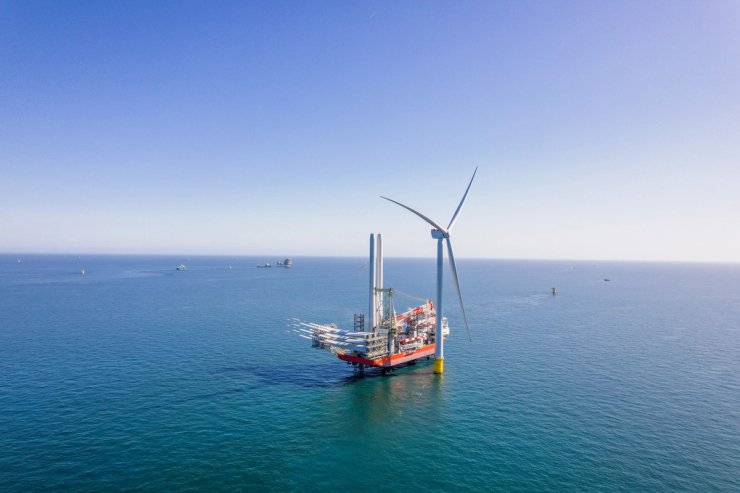 An offshore wind turbine.
