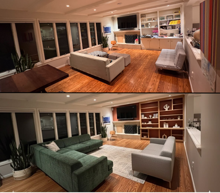 A living room redesigned using AI.