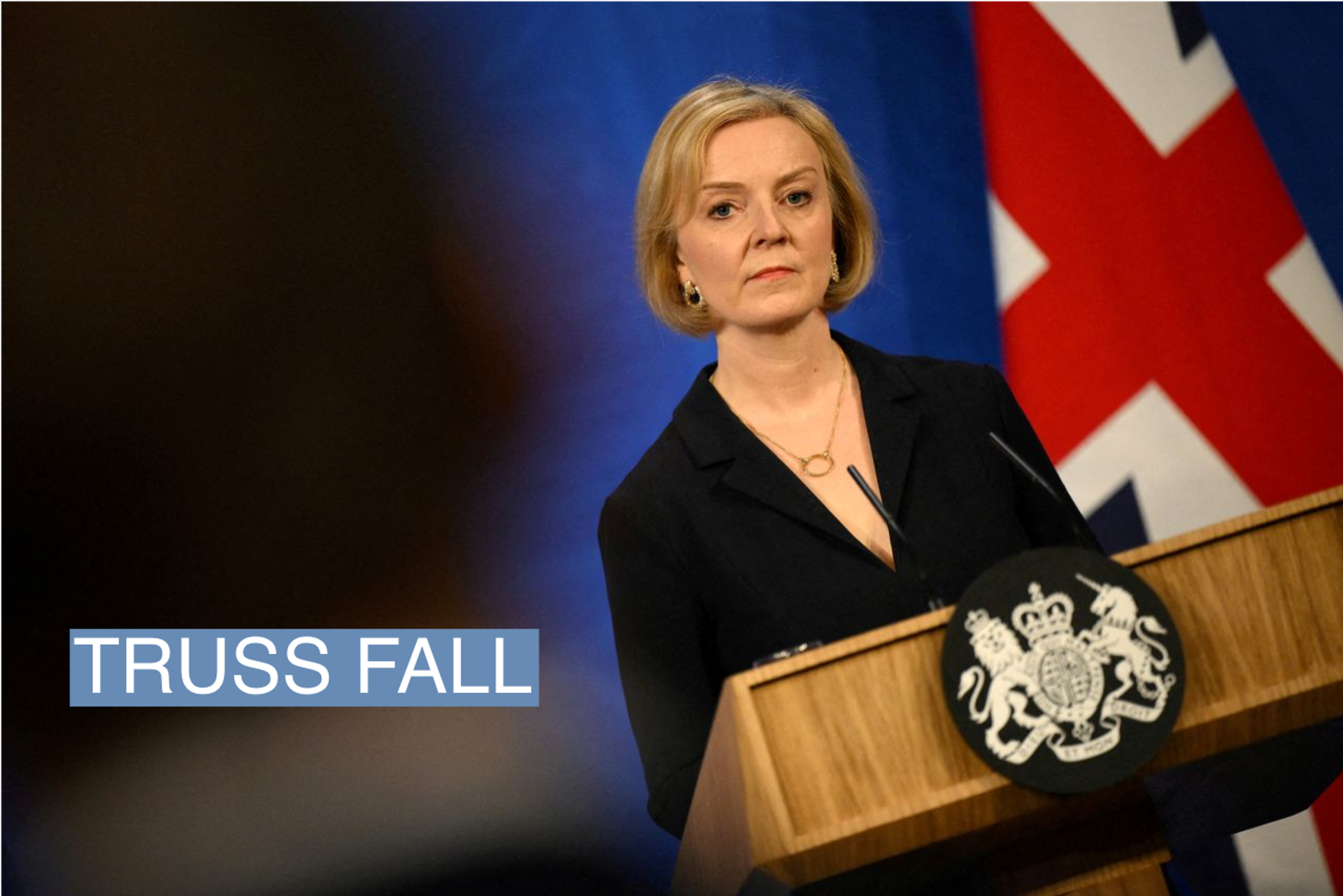 British Prime Minister Liz Truss attends a news conference in London