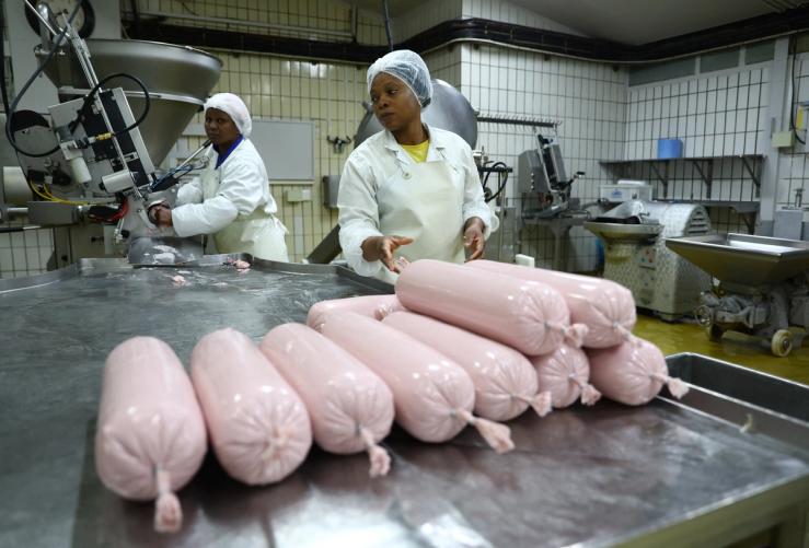 Veggie sausages are produced in South Africa.