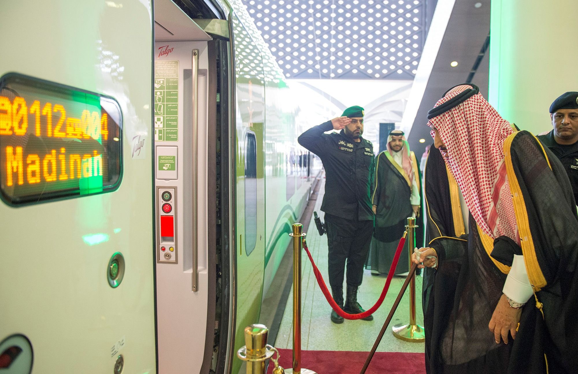 Saudi Arabia’s King Salman bin Abdulaziz Al Saud attends the inauguration of the Haramain Railway connecting Mecca and Medina with the Red Sea coastal city of Jeddah