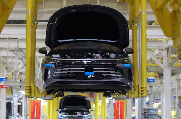BYD vehicles in the production line.