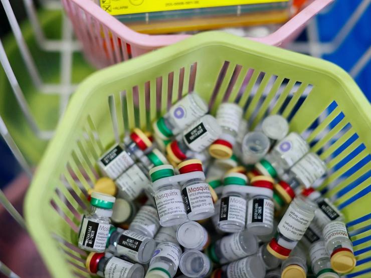 Vials of the RTS,S malaria vaccine, also known as Mosquirix in Ghana.
