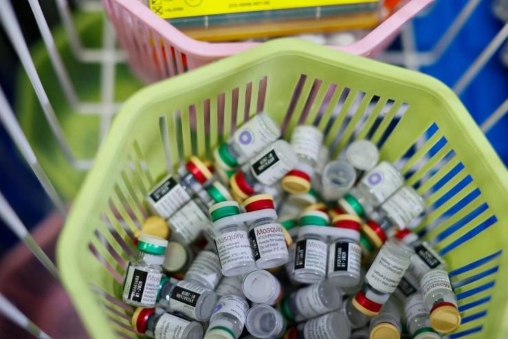 Vials of the RTS,S malaria vaccine, also known as Mosquirix in Ghana.