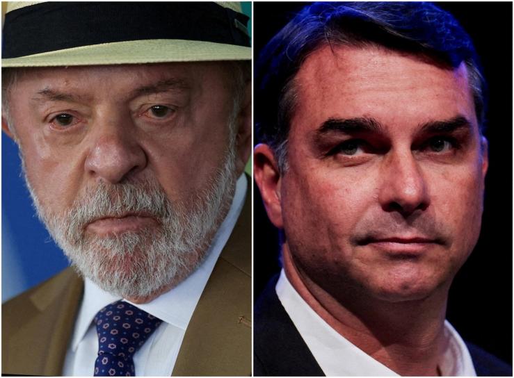 Brazil’s President Luiz Inacio Lula da Silva and senator Flavio Bolsonaro.