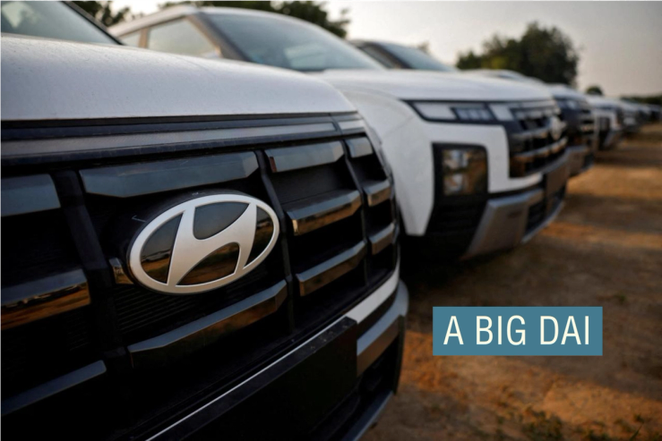 A parked Hyundai car.