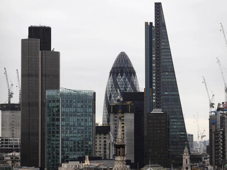 A view of the London skyline shows the City of London financial district.