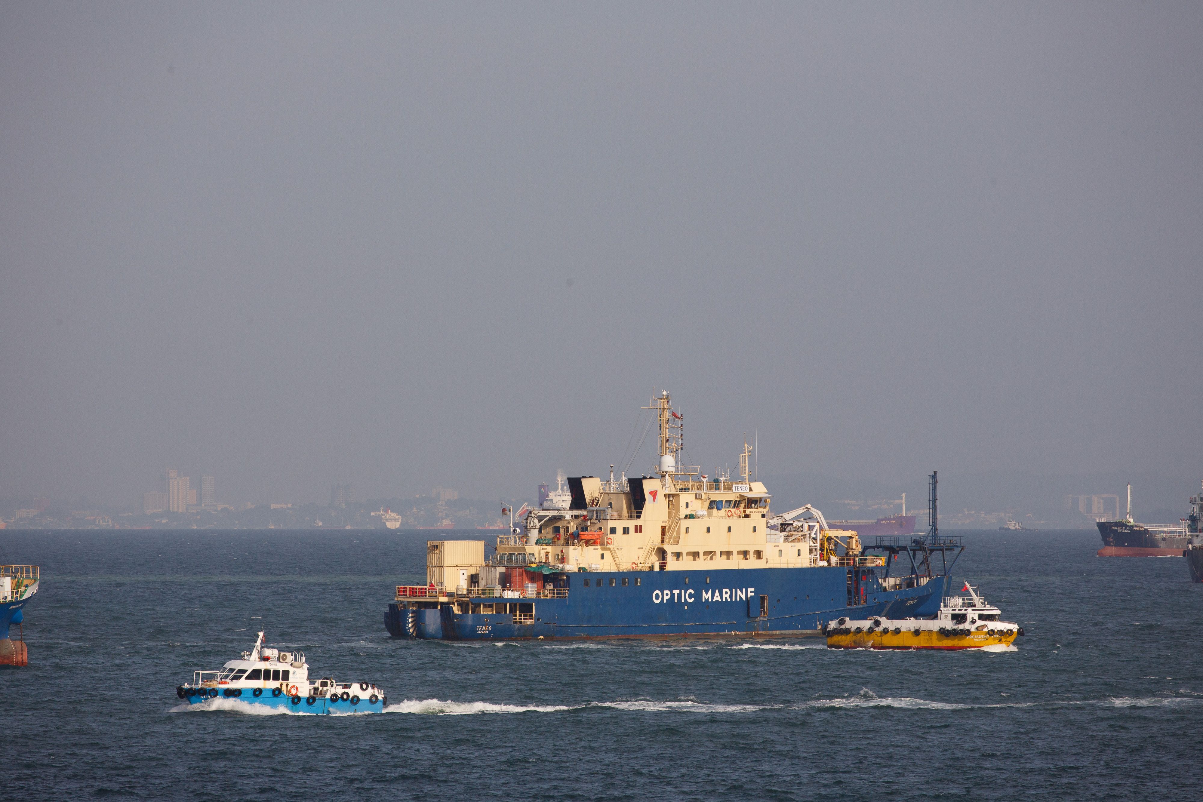 A vessel designed for deep sea cable installation and maintenance operations.
