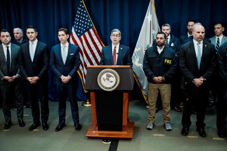 US Attorney for the Eastern District of New York Joseph Nocella, Jr. speaks during a press conference related to arrests of NBA players and coaches for illegal gambling schemes, at the US Attorney’s Office in Brooklyn, New York.