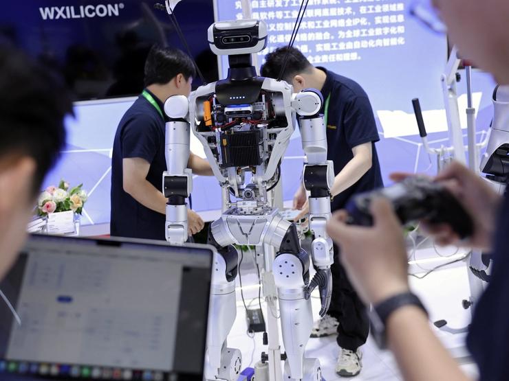 Humans control a humanoid robot