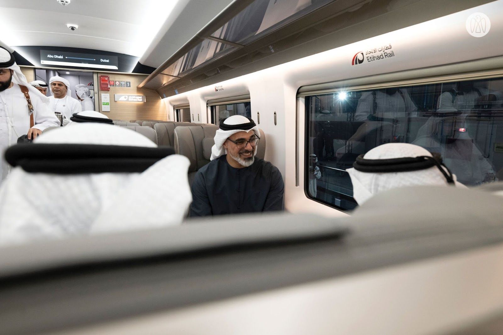 Abu Dhabi Crown Prince Sheikh Khaled bin Mohamed bin Zayed Al Nahyan on a high-speed train.