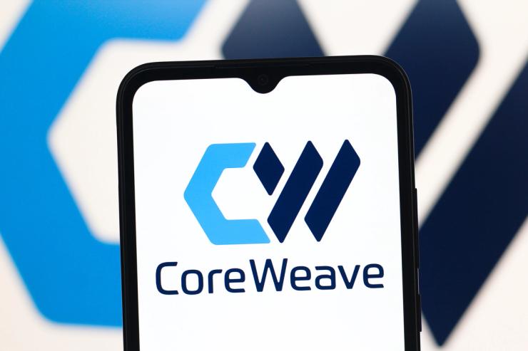 CoreWeave logo on a smartphone