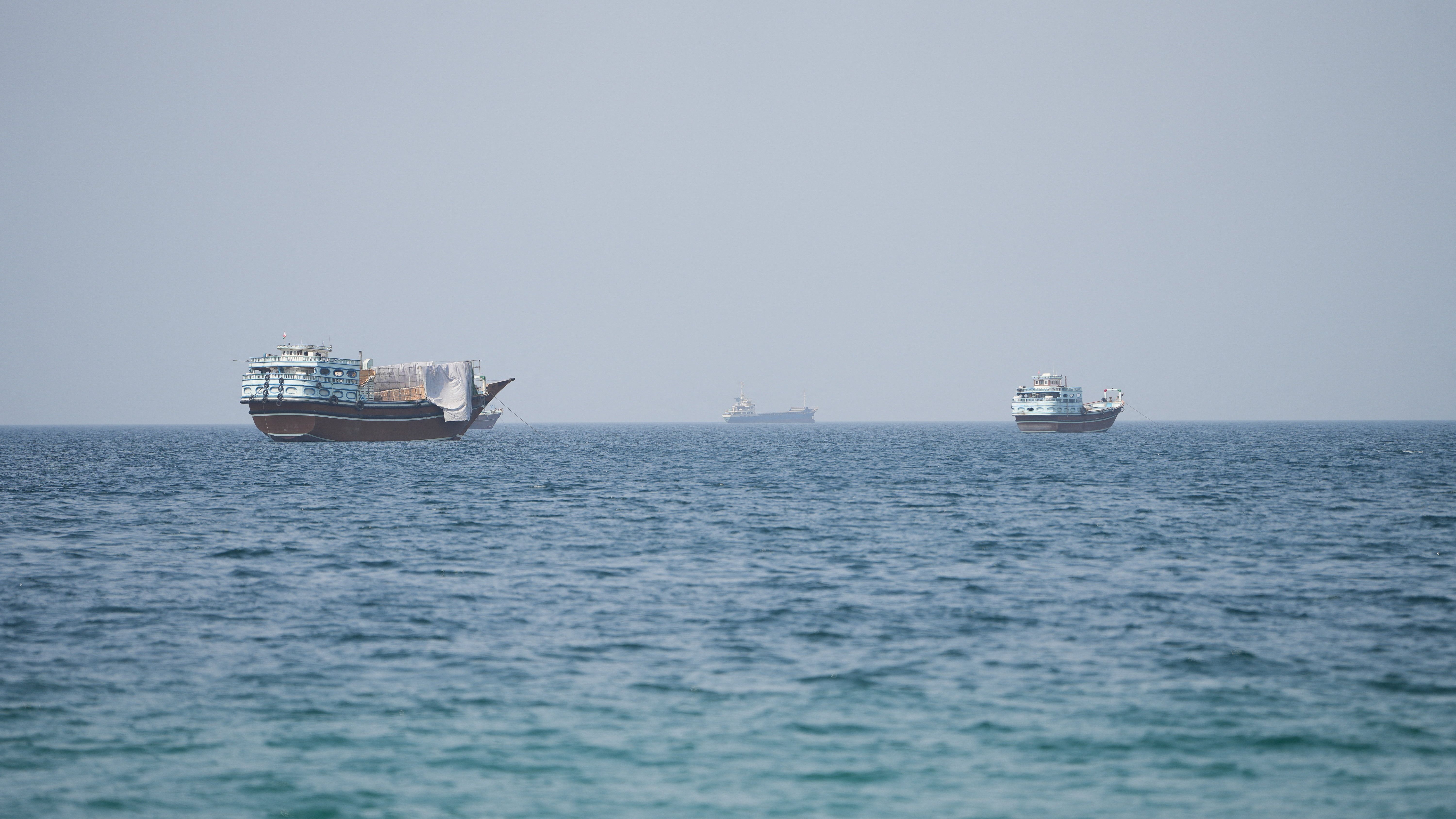Vessels near the Strait of Hormuz, as seen from Musandam