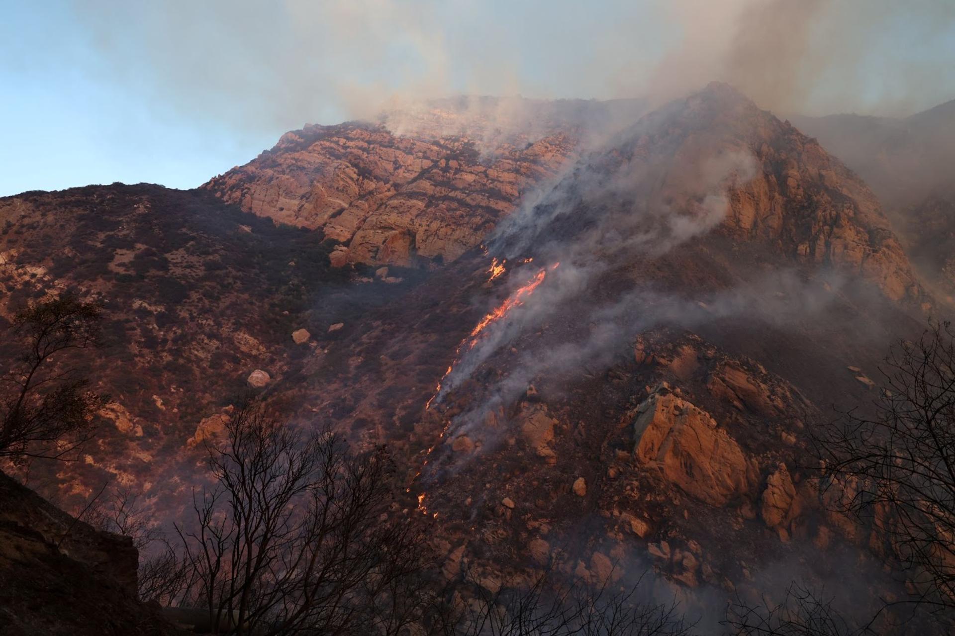 Smoke billows as the Franklin Fire burns in Malibu.