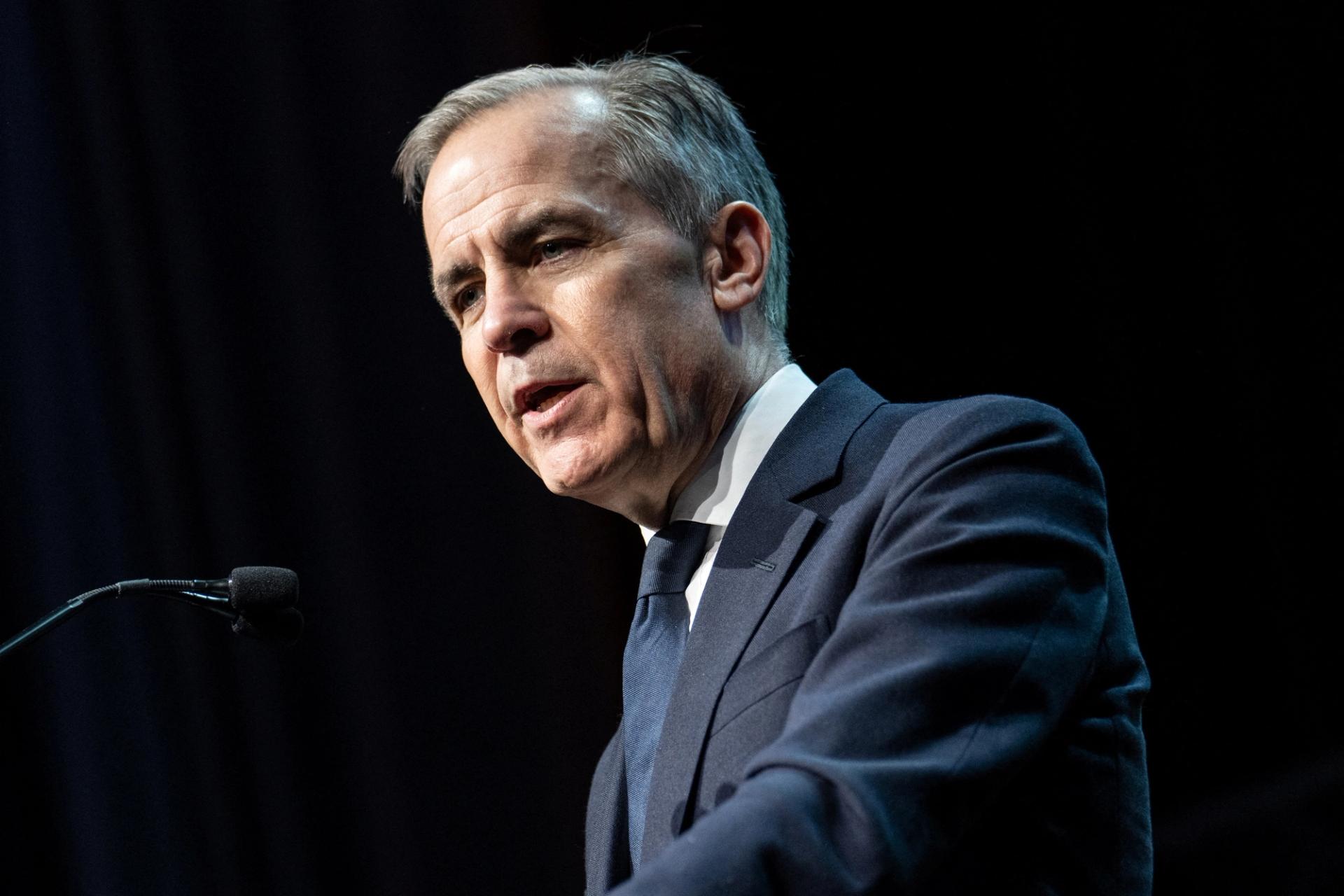 United Nations Special Envoy for Climate Action Mark Carney speaks during The Museum of American Finance Gala, at the Ziegfeld Ballroom in New York City, in March 2024.