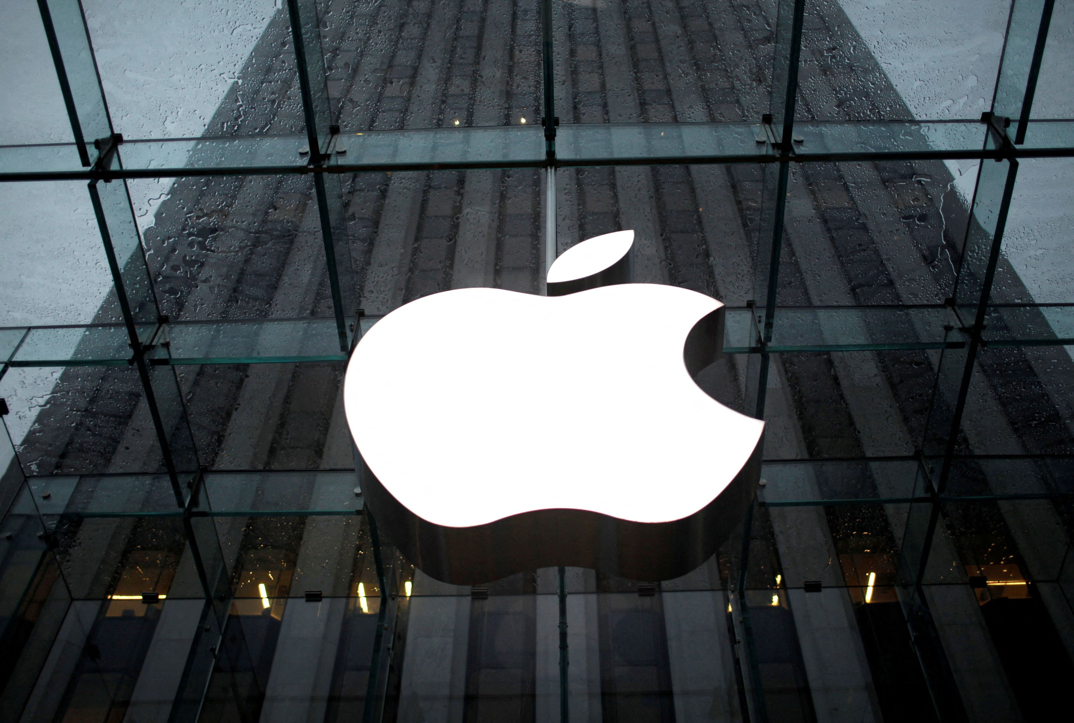 The Apple Inc. logo is seen in the lobby of New York City’s flagship Apple store on Jan. 18, 2011.