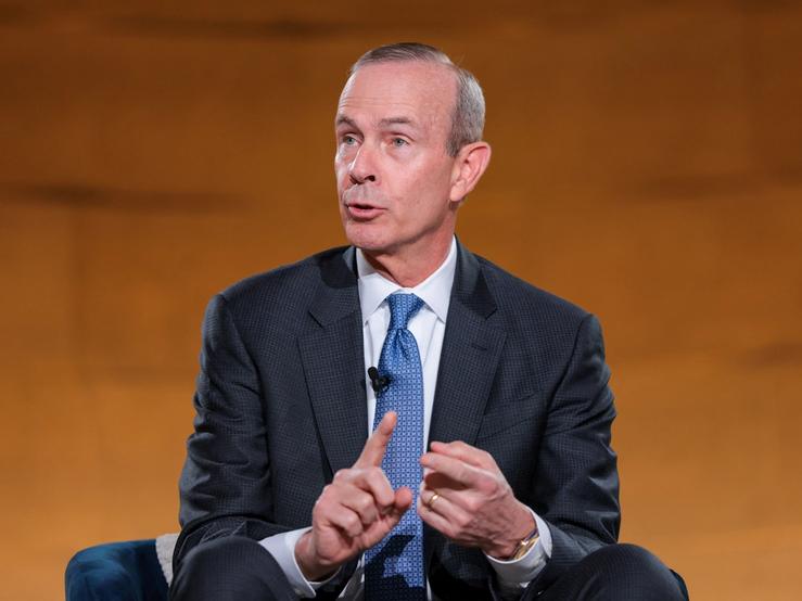 Chairman of the Board and CEO of Chevron Mike Wirth speaks during the 2026 Infrastructure Summit of government officials, corporate executives, and labor leaders, in Washington, DC, US.