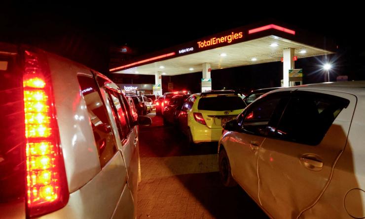 Motorists queue for fuel at a TotalEnergies petrol station in Nairobi, Kenya.