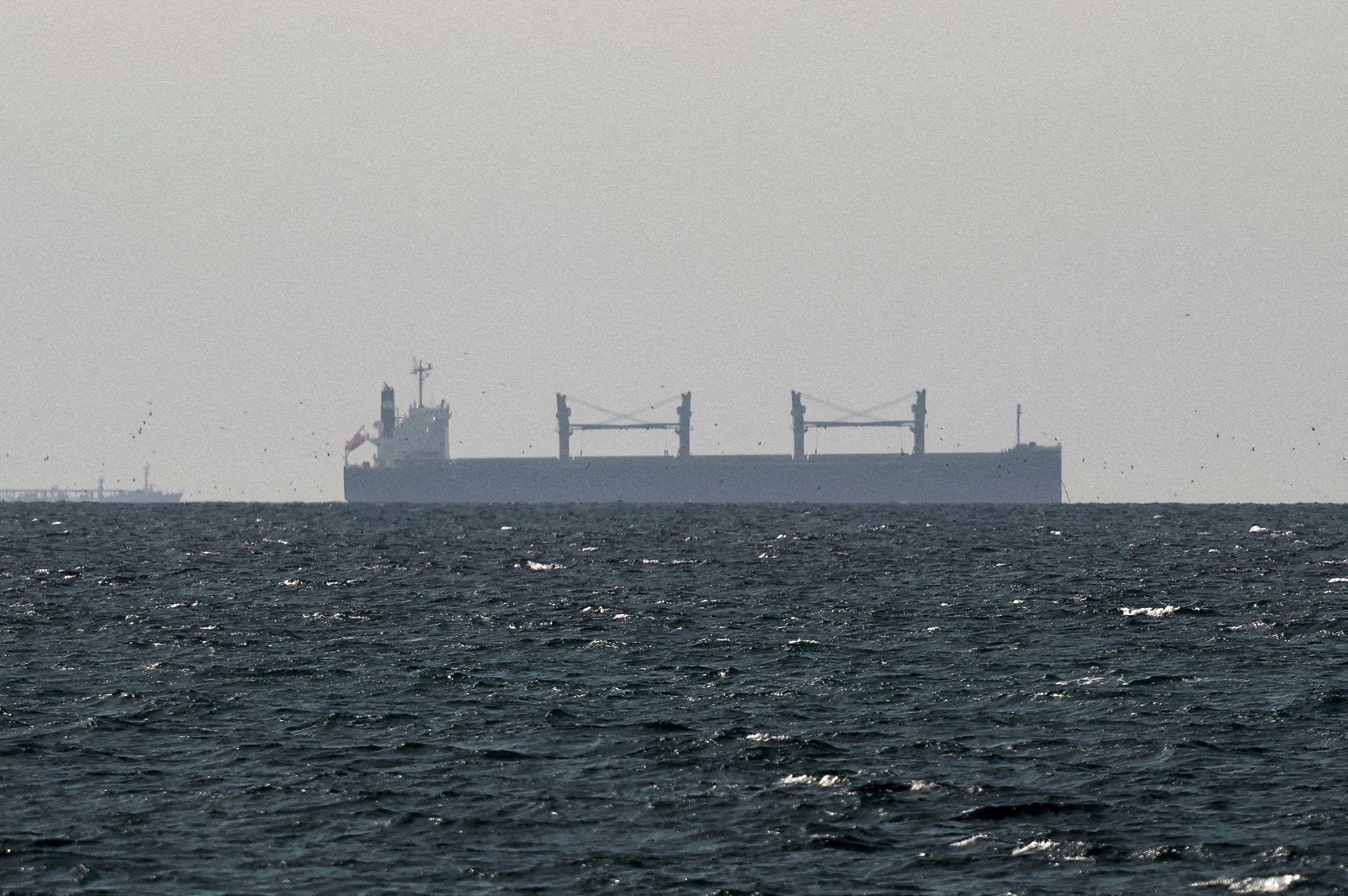 A cargo ship in the Gulf, near the Strait of Hormuz.