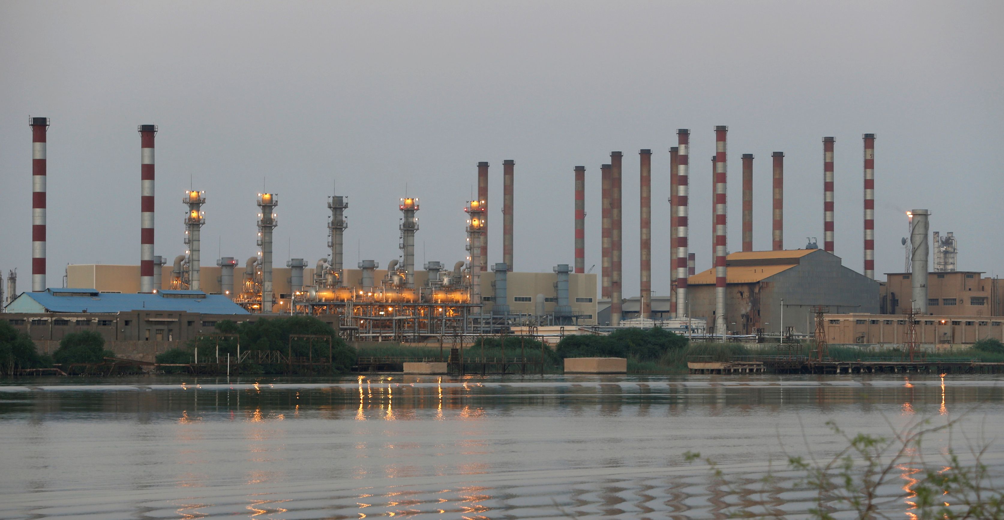 An oil refinery.
